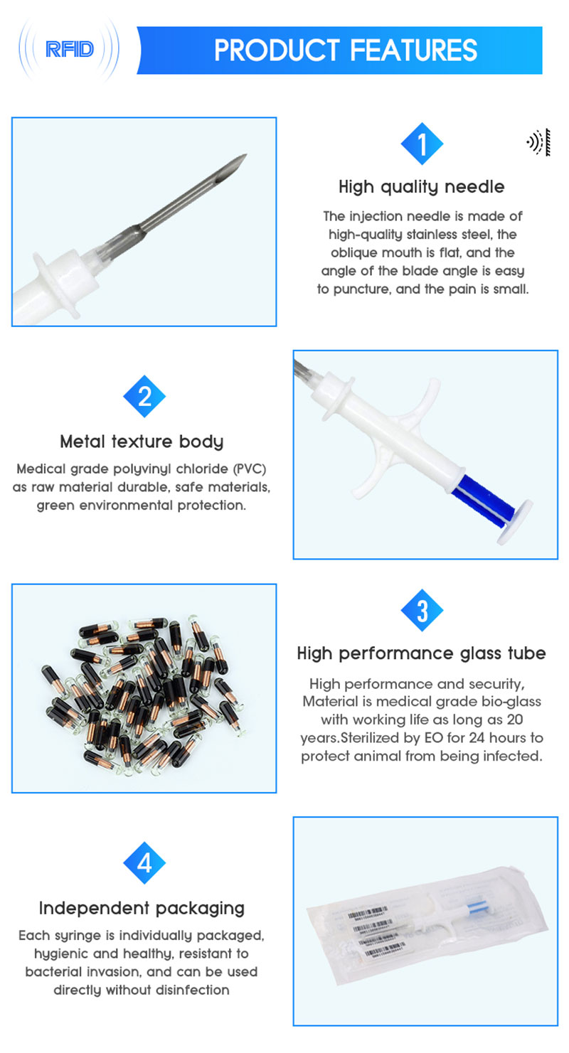 Tag bioelektronik tabung kaca RFID injeksi hewan 2