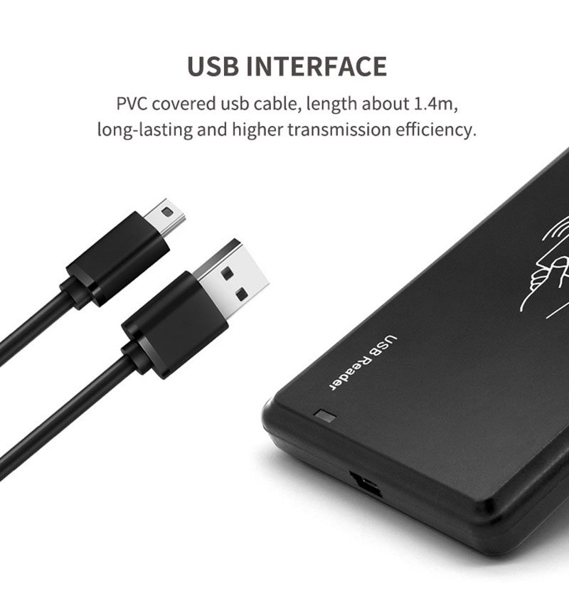 Pembaca Kartu RFID USB Tanpa Kontak Desktop Untuk Tag Kartu 125khz 7