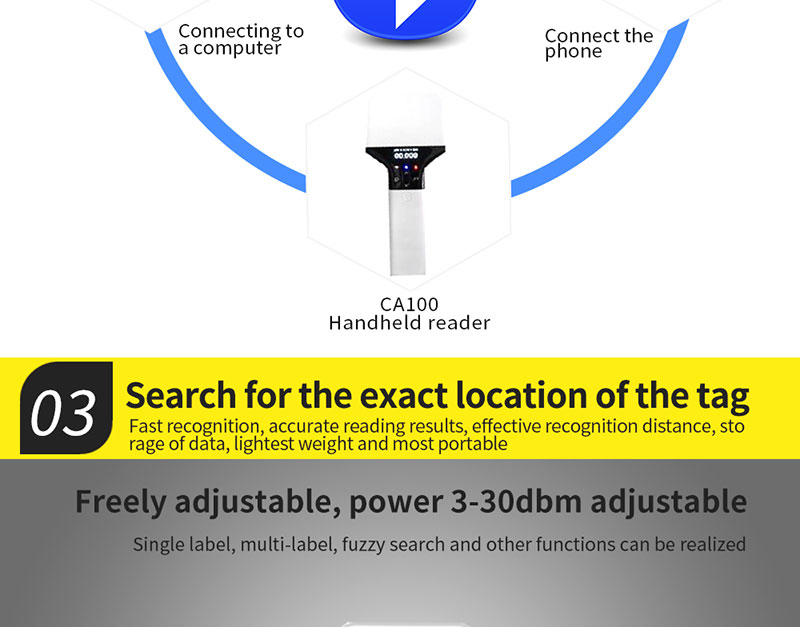 RFID Handheld UHF Reader 915M Mesin Inspeksi Manajemen Gudang Jarak Jauh 6