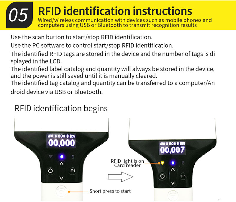 RFID Handheld UHF Reader 915M Mesin Inspeksi Manajemen Gudang Jarak Jauh 9