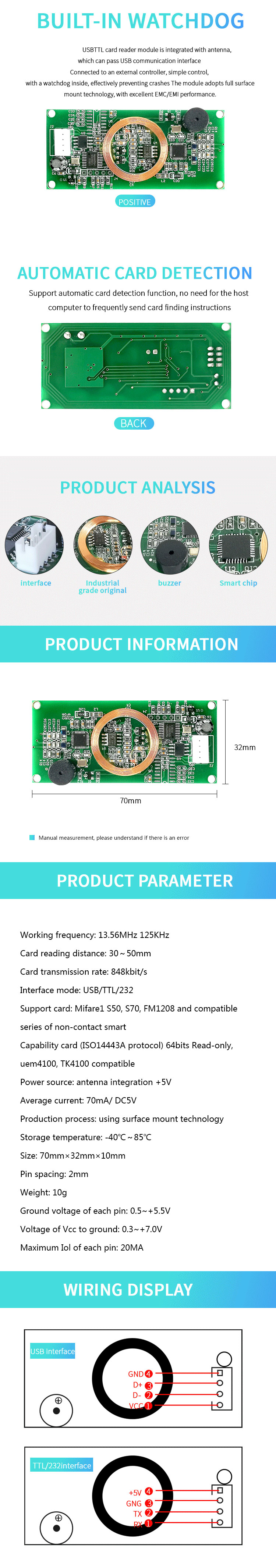 13.56mhz 125khz dual frekuensi RFID contactless USB/RS232 /Modul pembaca kartu pintar khusus UART