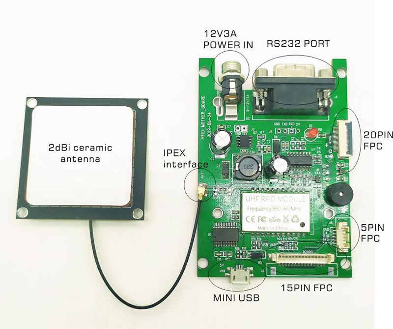 Modul pembaca RFID saluran tunggal frekuensi radio UHF Identifikasi komputer ponsel tertanam modul pembaca kartu UHF3