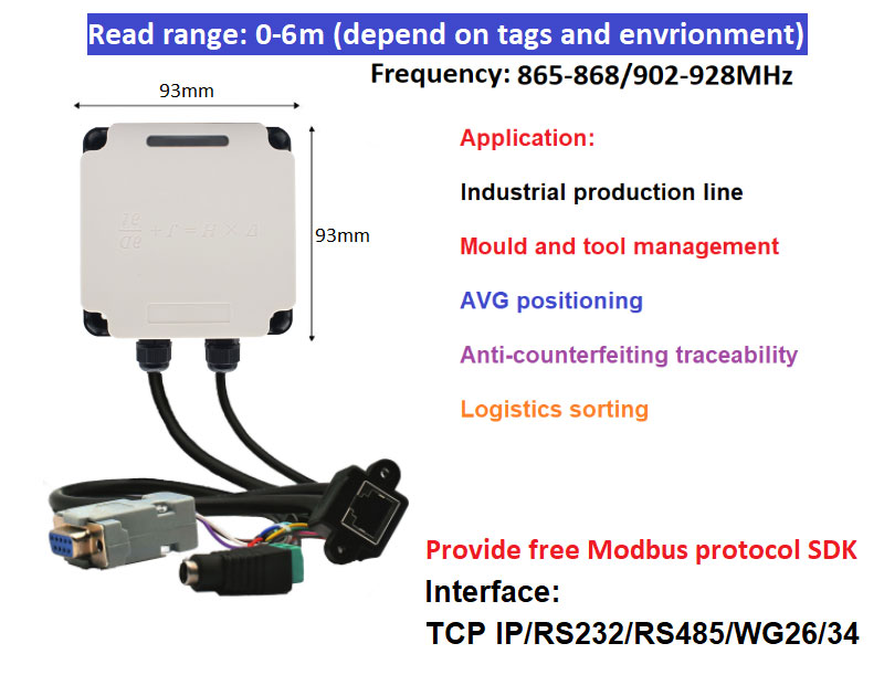 RFID Industrial Reader Modbus terhubung PLC UHF RFID 915M manajemen lini produksi lengkap 8