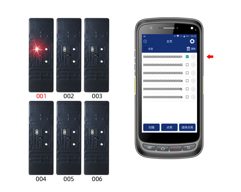 tag elektronik RFID pasif frekuensi ultra tinggi pemosisian cahaya anti-logam menemukan tag objek manajemen item pengingat bercahaya 2