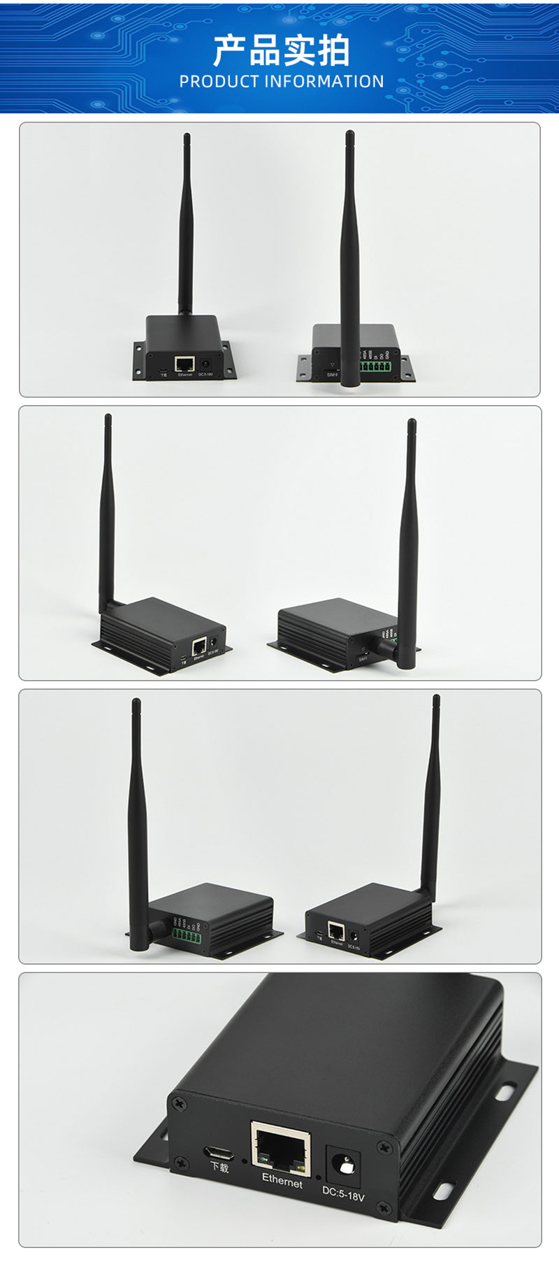 Router nirkabel 4G Gigabit kelas industri RS232/RS485 serial manajemen jarak jauh gateway IoT kartu port 2